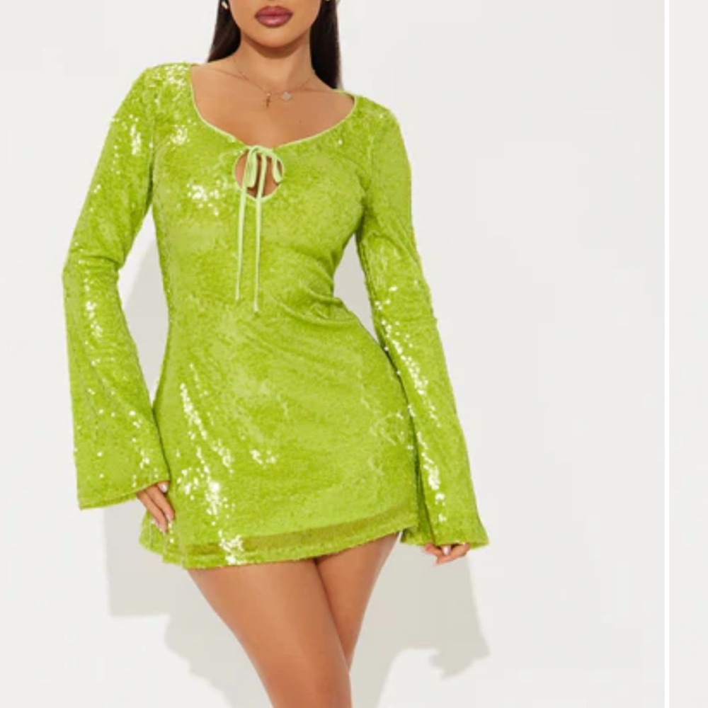 Vibrant Green Sequin Party Dress